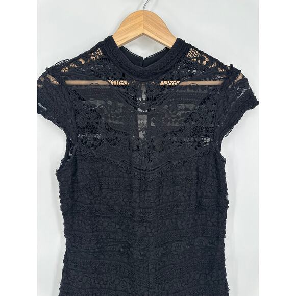 Kimchi Blue Anastasia Playsuit Romper Sheer Lace Floral Mock Neck Teddy Lingerie - Picture 6 of 13